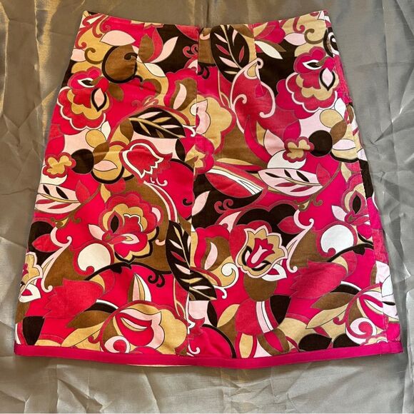 Bamboo Trader Retro Flower Power Corduroy ALine Skirt Sz10 - Picture 2 of 6